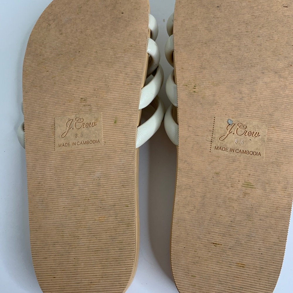 J Crew Pacific Fresh Cream Cushy Slip On Sandals Strappy Size 8.5 Women’s - Picture 5 of 11